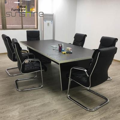 China Dark Edge Aluminum Wood Small Black Meeting Table, Conference Desk for sale