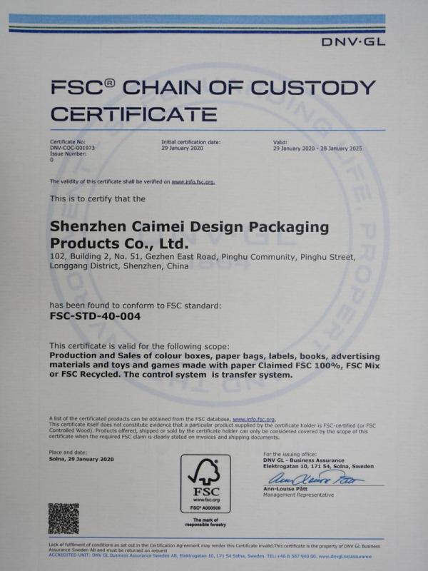 FSC - Shenzhen Caimei Design Packaging Products Co., Ltd.