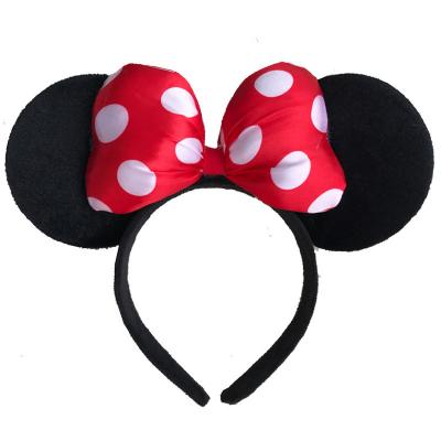 China Cute Mickey Mouse Bow Dy Black Ear Headband Christmas Headband Mickey Minnie Hair Decoration Performance Party Girl Headband Christmas Hair Accessory for sale