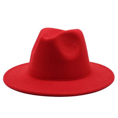 China Wholesale Comfortable High Quality Wide Mens Panama Fedora Hats Winter Warm Vintage Jazz Fedora Hats For Women And White Brim Solid Colors for sale