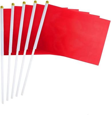 China Health Care Institutes Vivid Color One Sided Double Sided Polyester With Small Red Hand Held Flag DIY Brass Grommets for sale