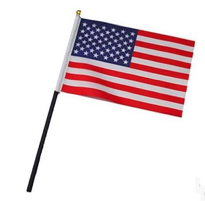 China Health Care Institution Vivid Color One Sided Double Sided Hand Held Cheap Mini Usa Flags Festival Use Flags With Wooden Stick for sale