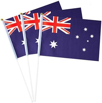 China Health Care Institutes China Custom Made Logo Printing Cheap Australia 100D Polyester Flag Knitted Polyester Hand Held Flag for sale