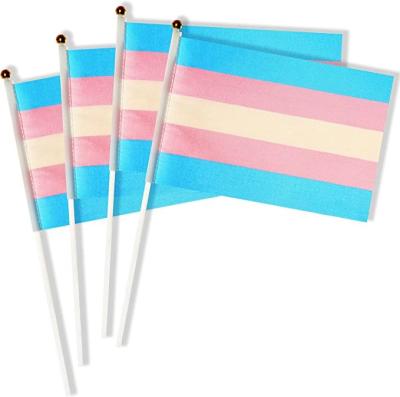 China Healthcare Institute Rainbow Indoor Outdoor Pride Stick Flags Activities 100D Polyester Home Promotional Decoration for sale