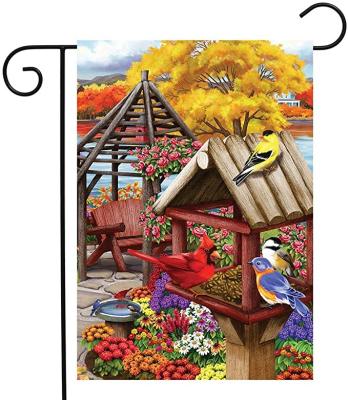 China CAYEN Health Care Institutes Double Sided Polyester 30x45cm 12x18inch Birds And Lilacs Spring Garden Flags for sale