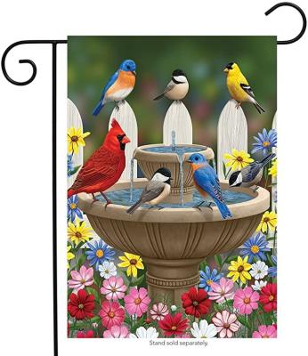 China Healthcare Institutes Custom 30x45cm Decorative Farmhouse Satin Polyester One or Double Layers Basin Gathering Spring Garden Flags for sale