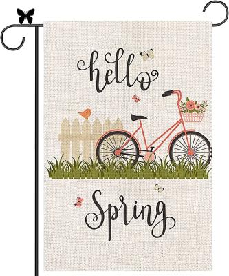 China Health Care Institute CAYEN Hello Double Sided Polyester Double Sided Decoration 30x45cm Spring 12x18inch Seasonal Outdoor Garden Flags for sale