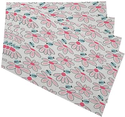 China Health Care Institutes Good Quality Floral Pattern With Spring Flowers And Leaves Dining Table Custom Canvas Place Mat for sale