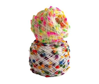 China Anti-Bacteria Pompom Yarn 1/3.5Nm Space Dyed Ping-Pang Yarn Black Thread Colorful Ball Polyester Fancy Yarn Cone for sale