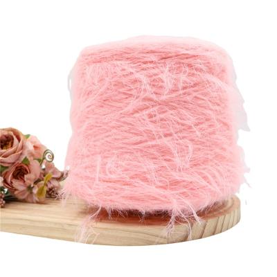 China Color Dyeing Guaranteed Factory Outlet furry feather yarn 100% Nylon 10cm Imitate Rabbit cat Hair mink feather yarn for sale