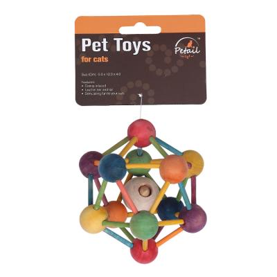 China Sustainable Custom Colorful Pet Toys Chew Small Wooden Animal Cat Ball Toy for sale