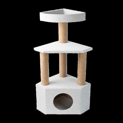 China Big Large Cat Scratcher Tree Tower Wooden Cat Tree with Cozy Cat House 40*40*100CM for sale