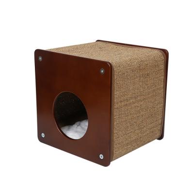 China Sustainable square cat furniture outdoor cat house /wood cat housing house / wooden cat bed for sale