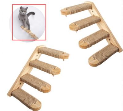 China Waterproof Amazon Selling OEM Manufacture Pet Cat Wall Shelves Step Furniture with Wood and Jute Rubber Rope for sale