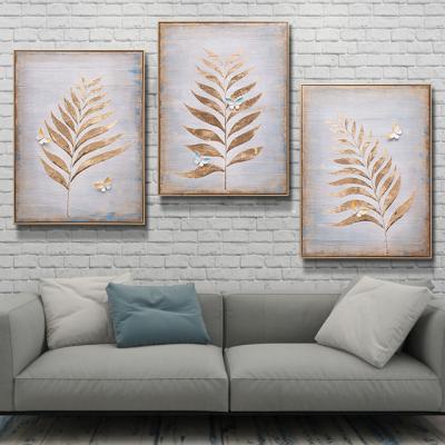 China High Quality Modern Leaf Butterfly Modern 3d Wall Art Resin Relief Painting Handmade Painting Wall Decoration Painting for sale