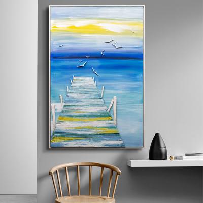 China 100% New Handmade Modern Canvas Paintings On Oil Painting Sunrise 3d Paintings Living Room Decor Wall Art for sale