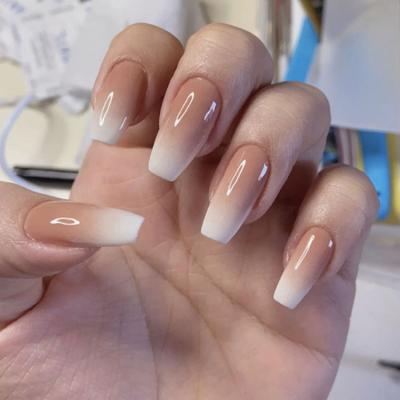 China Amazon ECBASKET Full Cover French Acrylic Clear Ballerina Coffin Fake Nails Artificial False Nail Tips Tips 500pcs Bag Style Finger Pack for sale