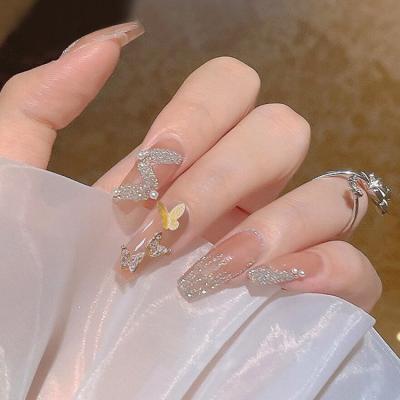 China Easy Apply 24Pcs Flying Kingdee Ultra Thin French Style Nude Pink Short Square Nail Tips Full Cover Fake Nails Art Press On Nails for sale