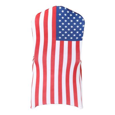 China Plain Spandex Printed Banquet Chair Cover With USA Mark Striped Red White For Hotel Wedding Banquet Party Event Decoration for sale