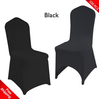 China Simple Universal Black Spandex Lycra Chair Covers Stretch Wedding Chair Cover Flat Front For Events Party Decoration for sale