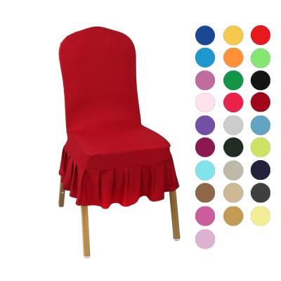 China Sale Simple Whole Half Pleated Wedding Cover Dining Chair Seat Cover Spandex Stretch Ruched Ruffled Skirt Chair Covers for sale