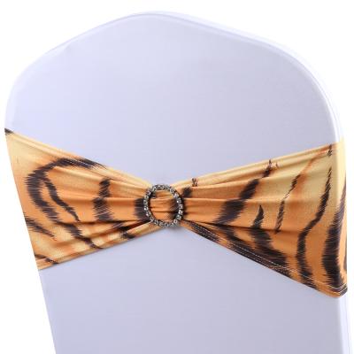 China Reuse Tiger Pattern Spandex Stretch Chair Bands Sashes for Wedding Pary Birthday Events for sale