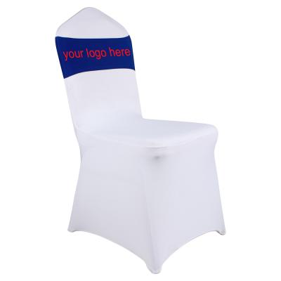 China Spandex Single Sash Custom Chair Bands With Printed Logo for sale