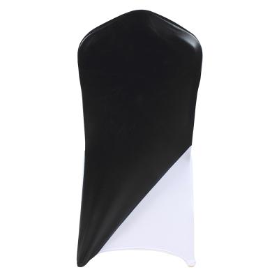 China Simple Metallic Black Wedding Sash Chair Half Chair Band Chair Cap Cover For Events Exhibition Trade Show for sale