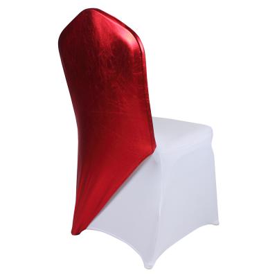 China Simple Metallic Red Wedding Chair Sash Band Chair Half Cap Cover For Events Exhibition Trade Show for sale