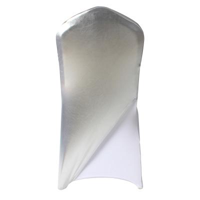 China Half Silver Wedding Chair Sash Single Metal Strip Chair Cap Cover For Events Exhibition Trade Show for sale