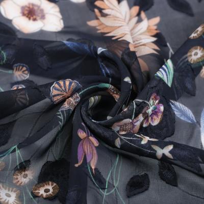 China Beautiful 100% Memory Polyester Cut Flower Jacquard Printed Chiffon Fabric For Clothing for sale