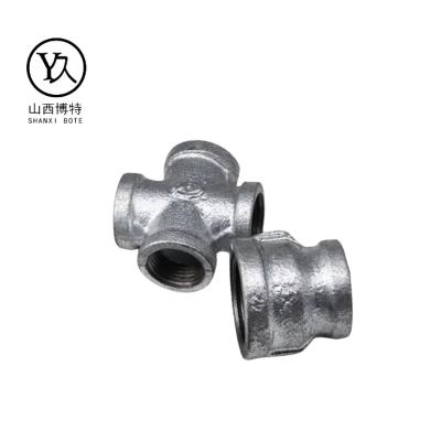 China For gas 4 way pipe tube connector malleable iron pipe fittings high quality mech malleable iron fittings for sale