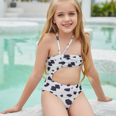 China Custom Print Breathable Fashionable Halterneck One-Piece Calfskin Print Halterneck One-Piece Bikini Design Kids Swimwear Kids Swimwear Kids Girls Thong Bikini for sale