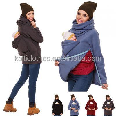 China Breathable Kangaroo Hoodies Women Coat Jacket Carrier Baby Maternity Clothing Pregnant Women Zip Coats Baby Carry Women Sweatshirt for sale