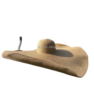 China JOINT Made80cm Custom Made80cm Oversized Rain Gutters Along Sunshade Sun Hat Travel Vacation Seaside Sunscreen Beach Collapsible INS Straw Hat for sale