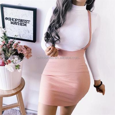 China Anti-static Fashion Clothes For Lady Solid Suspender Mini Skirt For Women 2021 hot sale pink dropshipping for sale