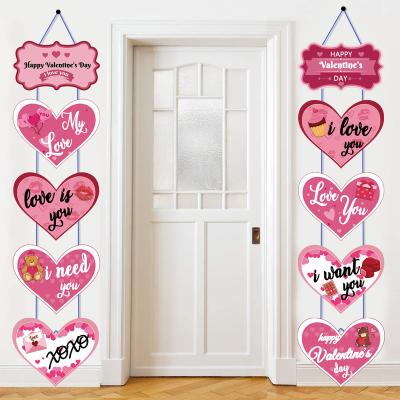 China Beautiful colorful valentine's day party decoration door hung to adorn paper hanging banners for 2023 valentine's day party supplies for sale