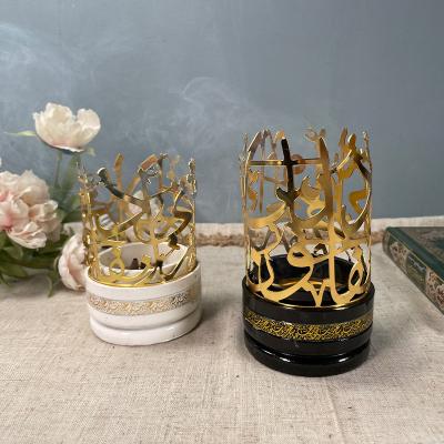 China Amazon Hot Sale Colorful Candle Holder Eid Mubarak Ceramic Metal Supplies Ramadan Scented Candle Holder Wholesale for sale