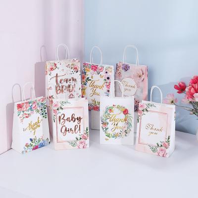 China Happy Birthday Recyclable Party Bag Paper Party Theme Floral Theme Gift Bags Candy Paper Bags With Handle Party Supplies for sale