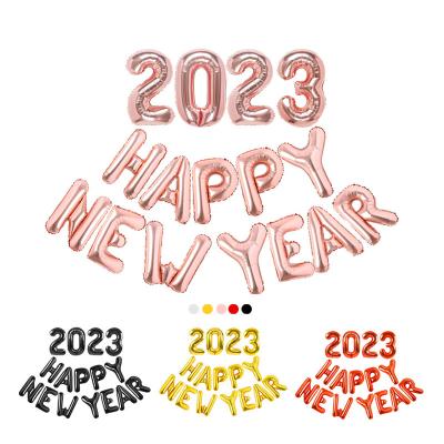 China HAPPY NEW YEAR Foil Balloon Set 16inch Colors New Year Party Various Style Themed Balloons 2023 New for sale