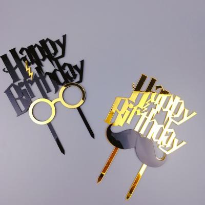 China Beautiful Colorful Party Cake Toppers Happy Birthday Acrylic Decoration For Cake Accessories Decorations Supplies for sale