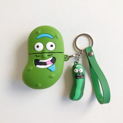 China Stylish Cartoon Pickle Case For Airpod 2 Silicone Fashion Case For Airpod Case Pickle Key Chain for sale