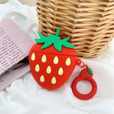 China For AirPods Pro Nice Cartoon Strawberry Case For Airpod Pro Earphone Case For Airpod 2 With Finger Ring Strap for sale