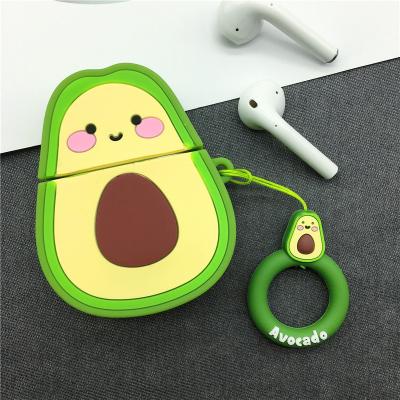 China For Earphone Fruits Style 3D Avocado Case For Airpods Strawberry Silicone Case For Airpods 1 2 for sale