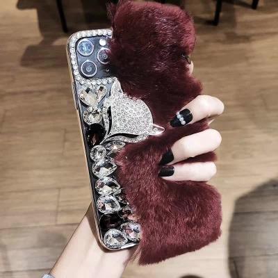 China Luxury Bling Bling Fox Case For iPhone 11 Flurry Fur Case For iPhone 11 Pro Max Diamond Fur Case for sale