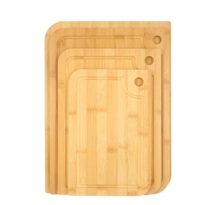 China Sustainable Factory Customized Own Brand Logo 3 Piece Eco-Friendly Bamboo Cutting Board Set With Juice Groove Cheese And Vegetables for sale