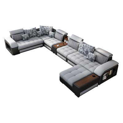 China U Shape Sectional Sofa Luxury USB Charging Audio Living Room Sofas Set Modern American Furniture for sale