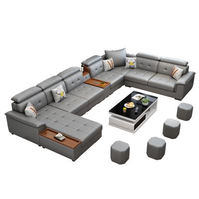 China Modern Home Sofa Set Living Room Storage Luxury Sofa Bed 7 Seater U Shape Multi-function Leather Sofa for sale