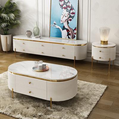 China Noble Marble Coffee TV Stand Set  Tea Table Home Office Customized Size Wooden for sale