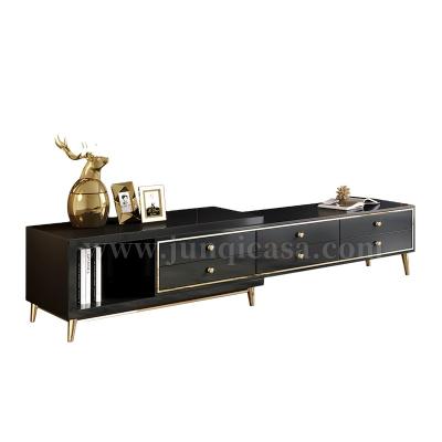 China Modern Wood Painting Black Rectangular Customized Dubai Hotel Project Luxurious TV Console Table Stand for sale